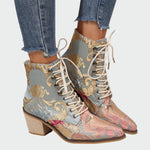 Botins de couro com flores feminino