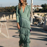 Carolina | Vestido Midi com Franjas em Camadas