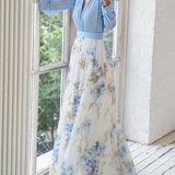 Gabriela | Vestido Maxi Floral com Decote em V
