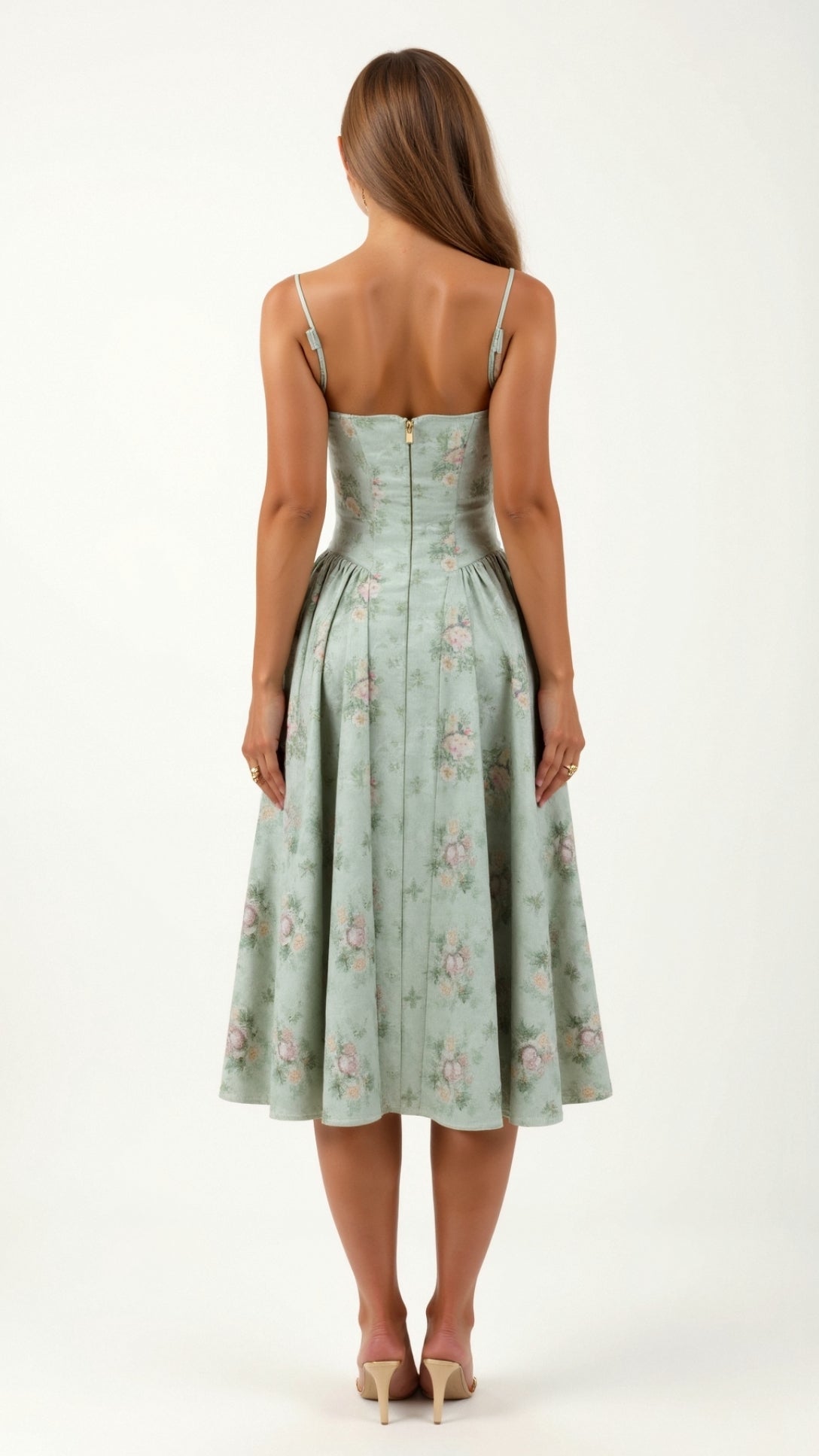 Vestido midi corpete estruturado feminino