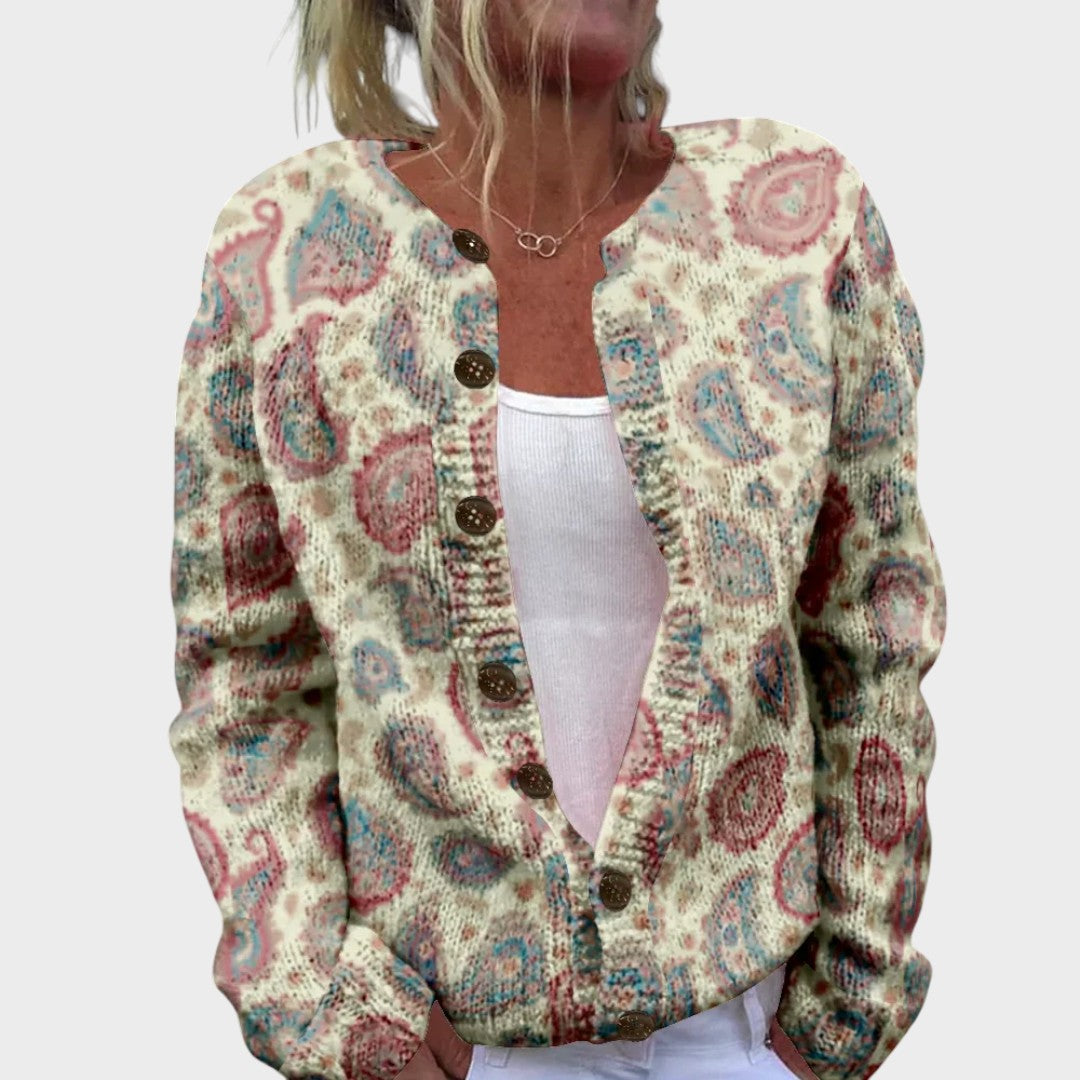 Cardigan Floral de Outono feminino