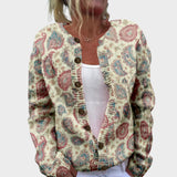 Cardigan Floral de Outono feminino