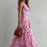 Alice | Vestido Maxi Floral com Decote Cruzado