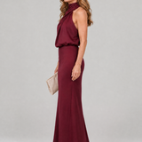 Vestido midi Nopal sem mangas com gola drapeada