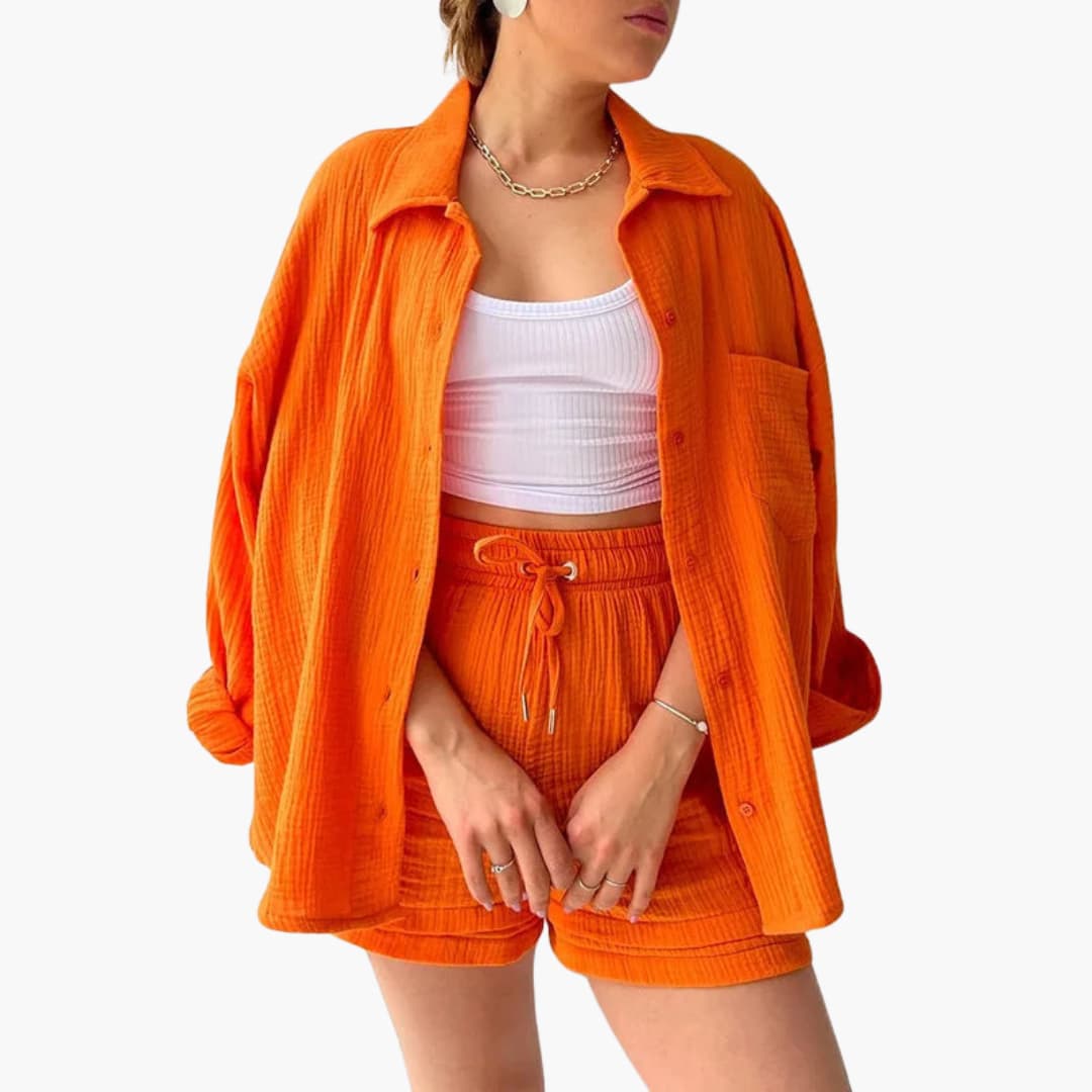 Conjunto de duas peças chique feminino