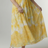 Vestido midi Sylin halter com cintura franzida