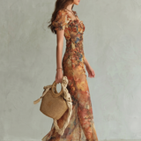 Vestido midi Ciel com mangas de folho e abertura