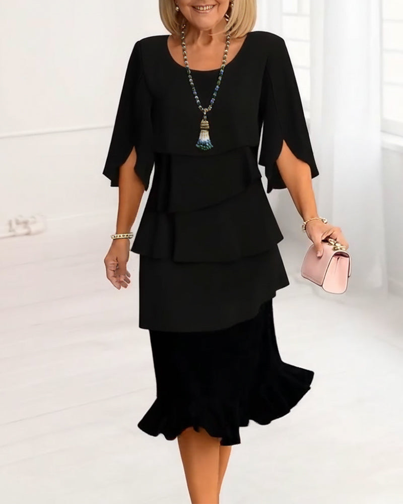 Sophie – Vestido Elegante Fluido com Folhos