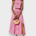 Conjunto Rosa em Renda feminino