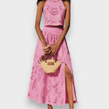 Conjunto Rosa em Renda feminino