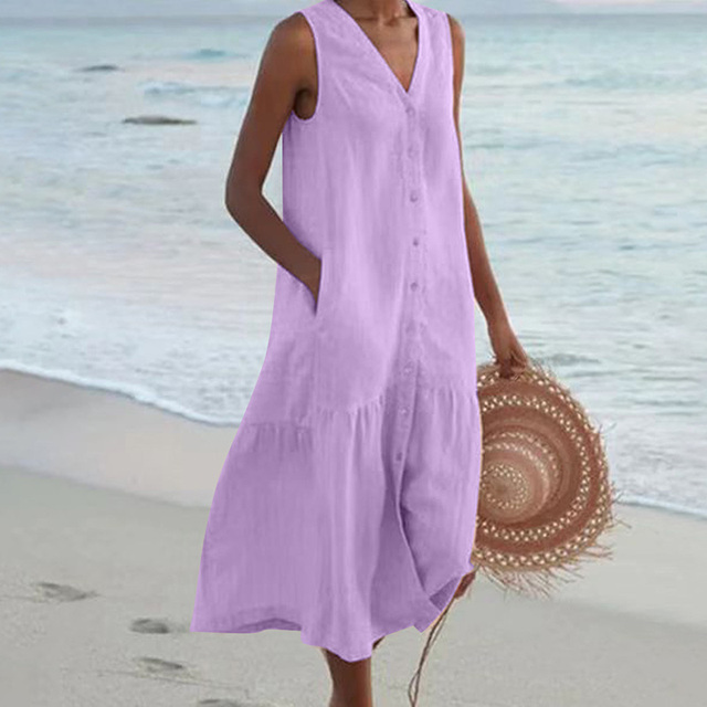 Vestido com Decote em V feminino