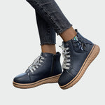 Botas de couro ortopédicas de cano baixo feminino