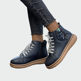 Botas de couro ortopédicas de cano baixo feminino