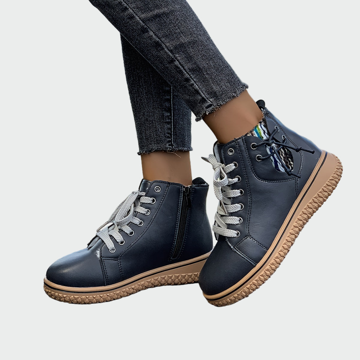Botas de couro ortopédicas de cano baixo feminino