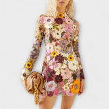 Vestido com estampado flores feminino