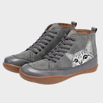 Botas de couro para amantes de gatos feminino