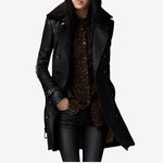 Casaco Elegante de couro feminino
