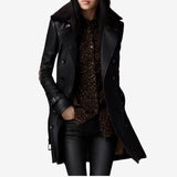 Casaco Elegante de couro feminino