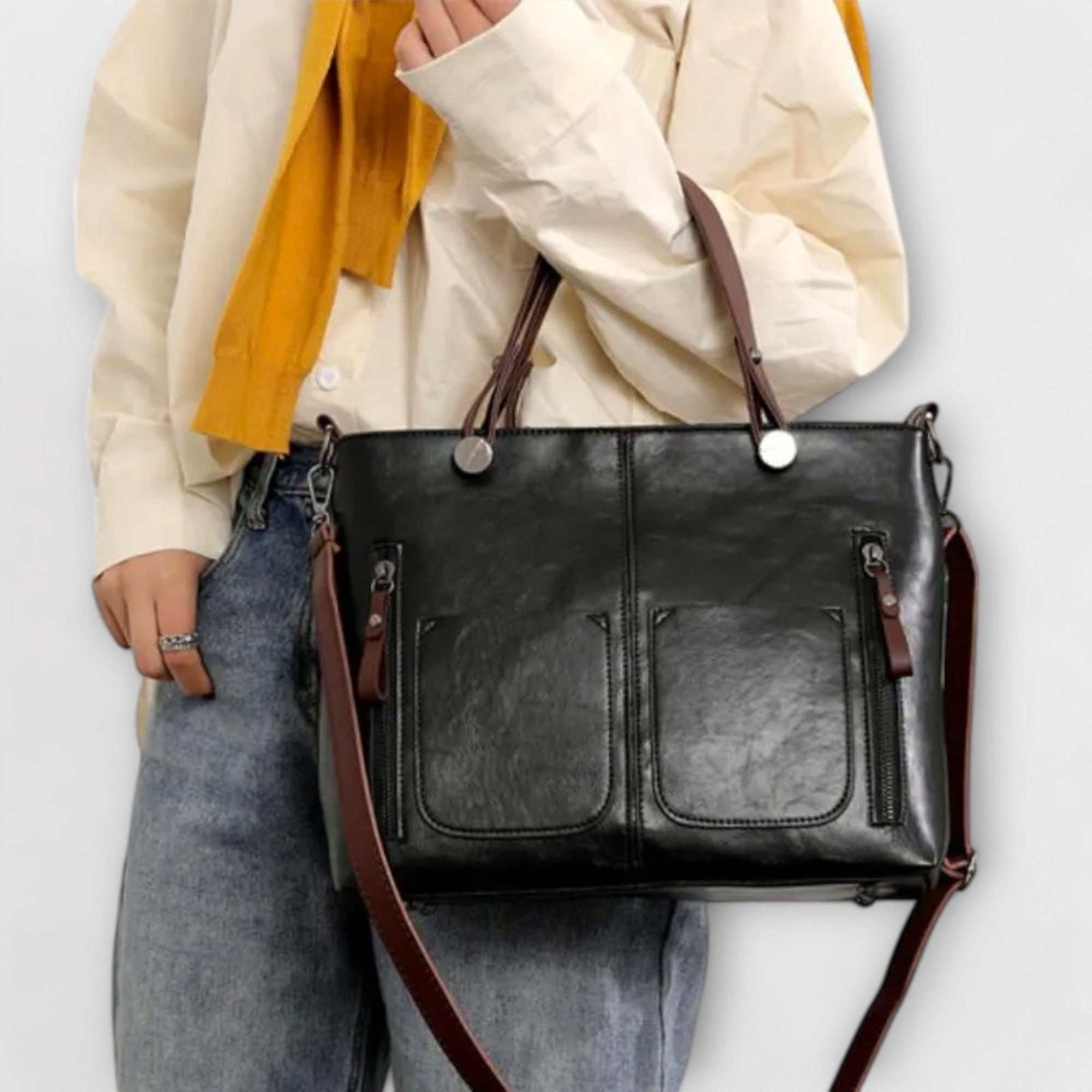 Bolsa de couro elegante feminino