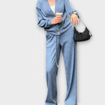 Conjunto de casaco e calças feminino