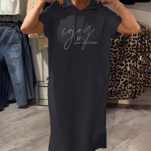 Vestido casual com capuz feminino