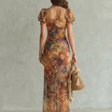 Vestido midi Ciel com mangas de folho e abertura