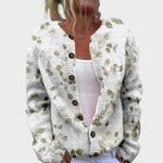 Cardigan Floral de Outono feminino