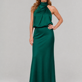 Vestido midi Nopal sem mangas com gola drapeada