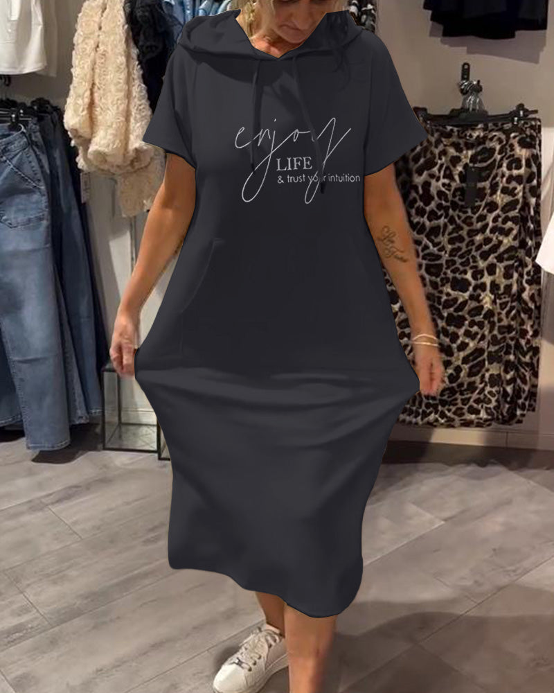 Vestido casual com capuz feminino