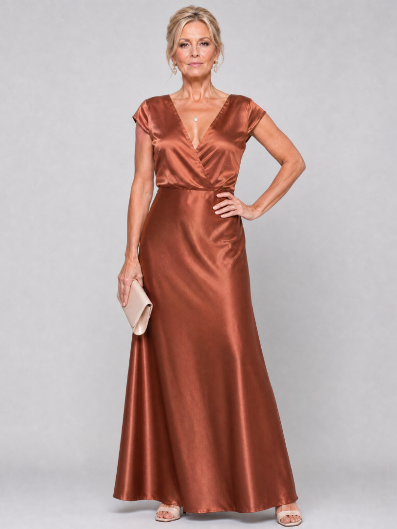 Vestido maxi Samouse envelope com manga curta