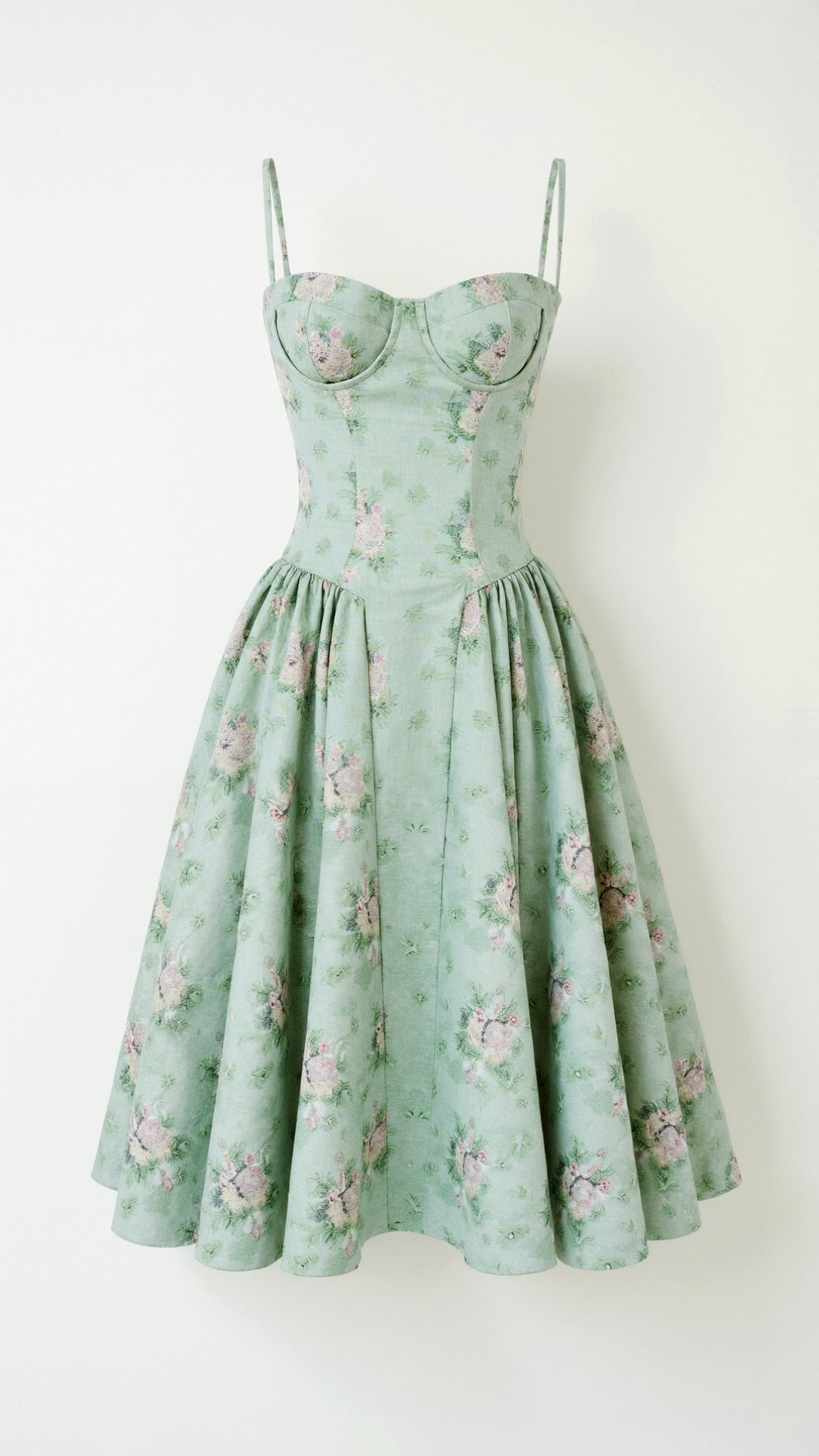 Vestido midi corpete estruturado feminino