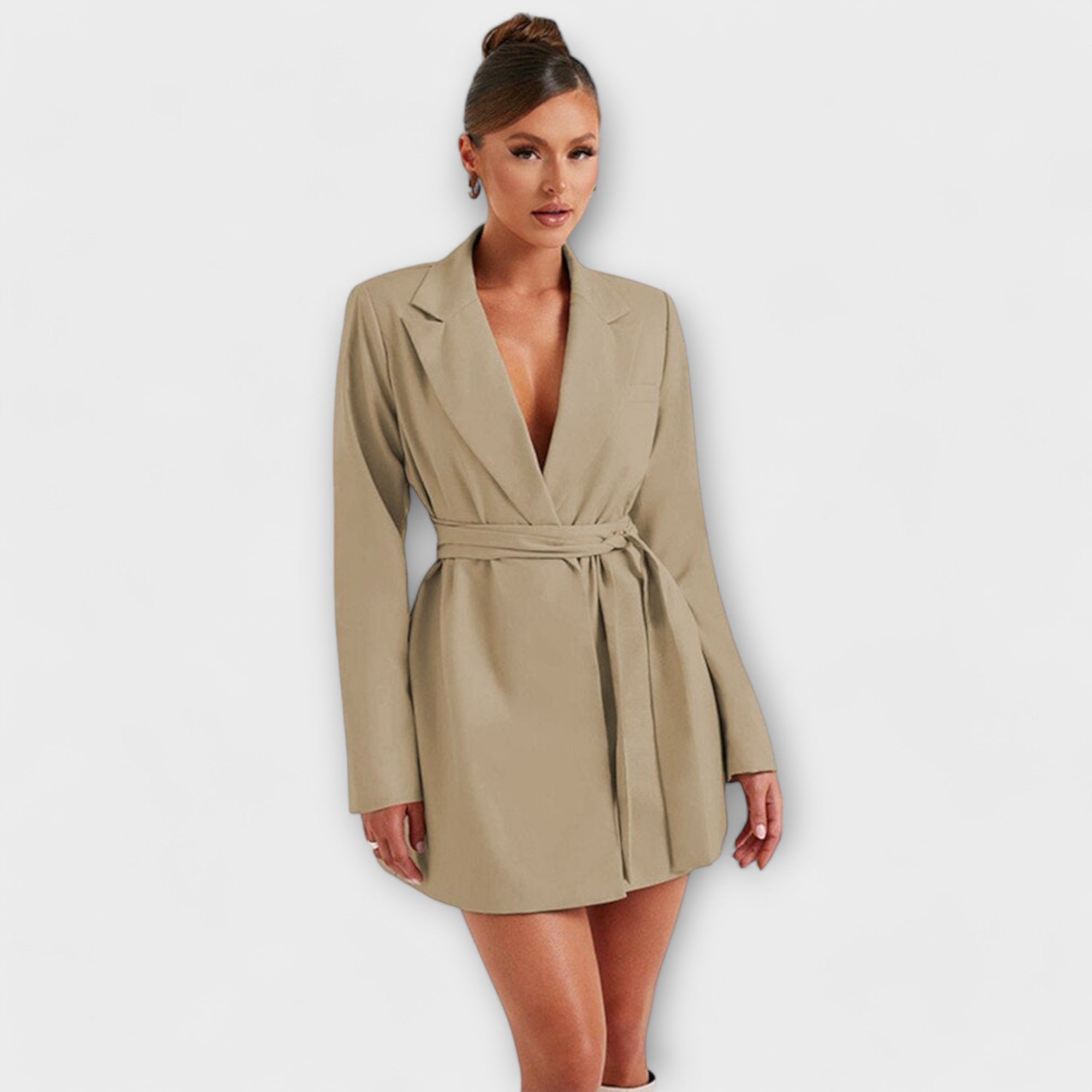 Vestido blazer com decote em V feminino