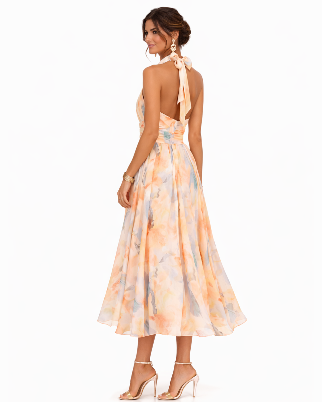 Vestido midi Amélia com elegância fluida