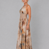 Vestido maxi Elavenue halter com cintura em renda