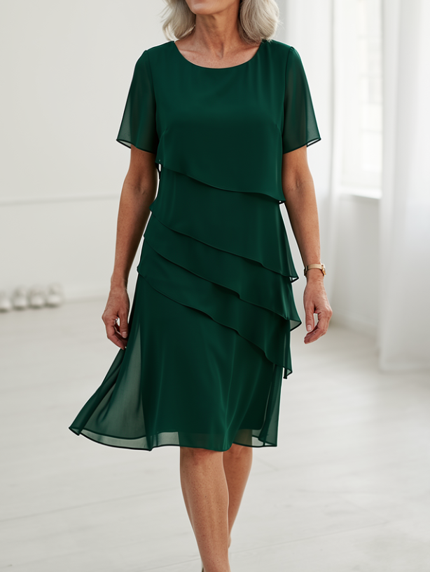 Juliette – Vestido Elegante Fluido com Folhos