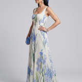 Vestido midi Ophelia floral sem mangas com decote quadrado
