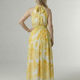 Vestido midi Sylin halter com cintura franzida