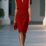 Helena | Vestido Midi Drapeado de Elegância Intemporal