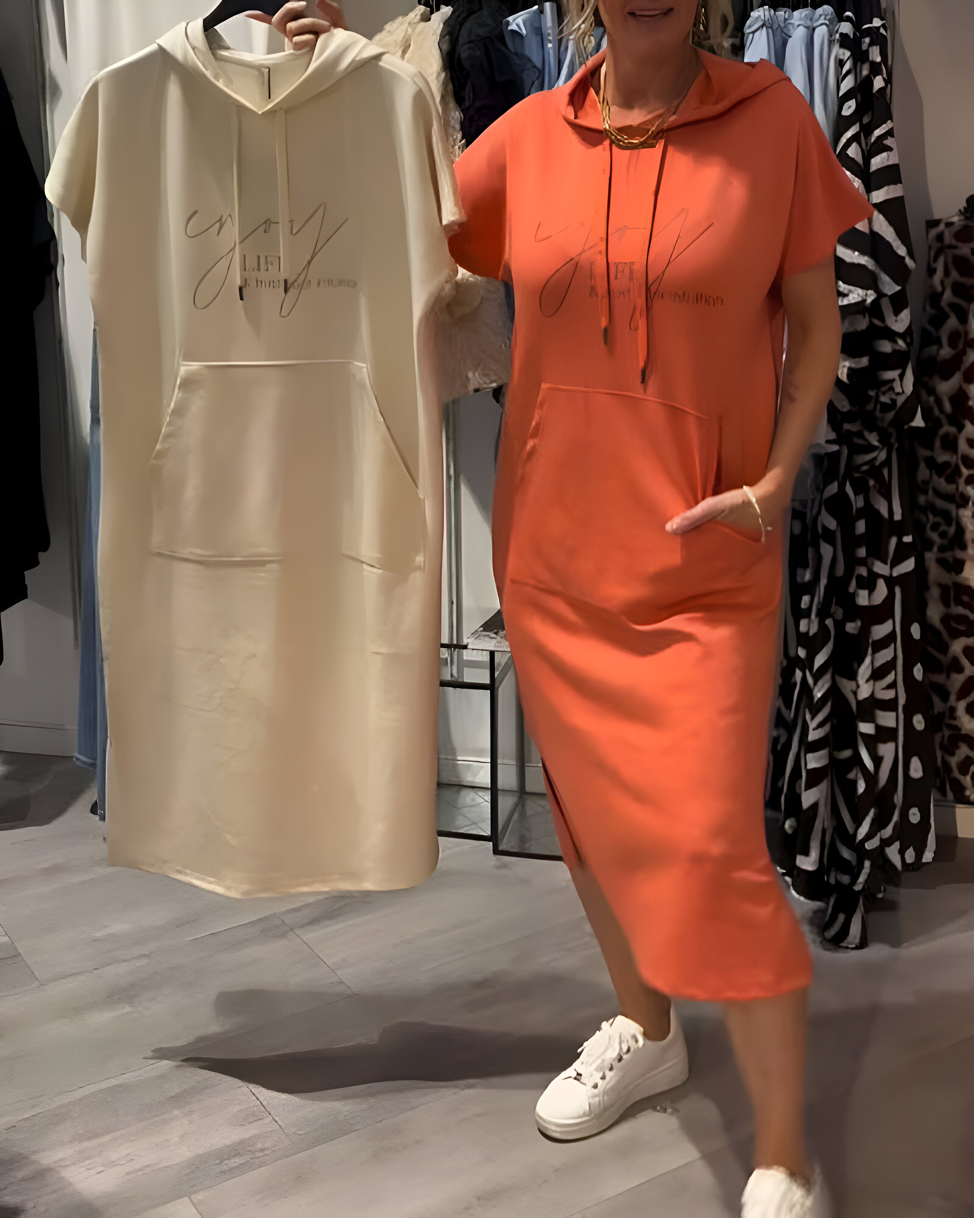 Vestido casual com capuz feminino