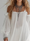 Mélusine | Vestido curto branco de ombros descobertos