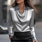 Blusa de Cetim Luxuosa com Decote Suave feminino