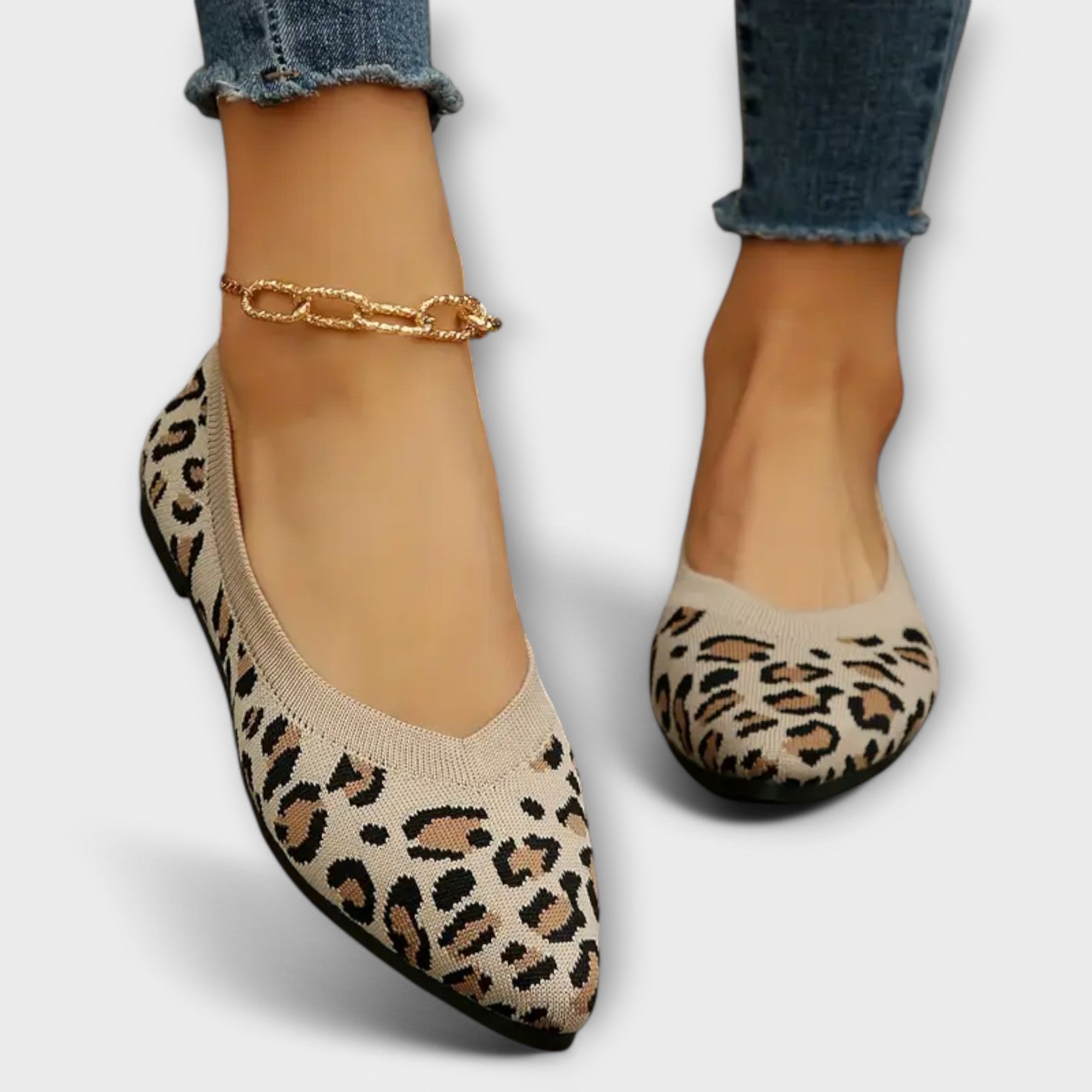 Sabrinas de renda com estampado de leopardo feminino