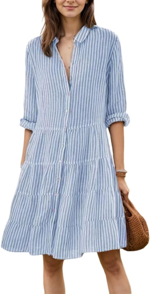 Vestido de Verão às Riscas feminino