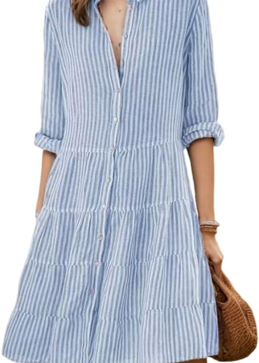 Vestido de Verão às Riscas feminino