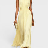Vestido Maelle em chiffon com cintura drapeada e elegância fluida