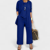 Conjunto casual de três peças feminino