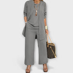 Conjunto casual de três peças feminino