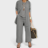 Conjunto casual de três peças feminino