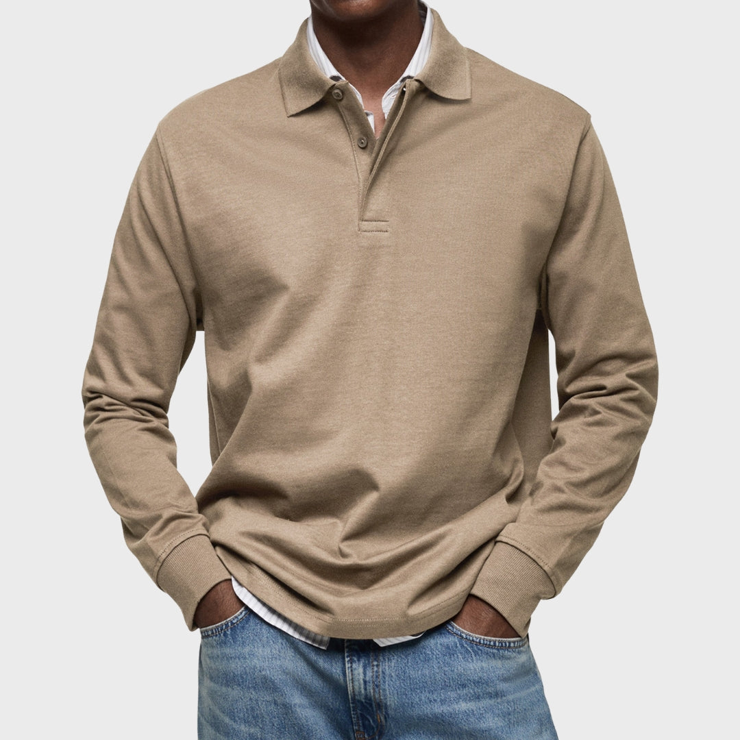 Eduardo - Polo De Luxo De Mangas Compridas masculino