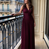 Vestido midi Lemar plissado sem mangas com decote em V